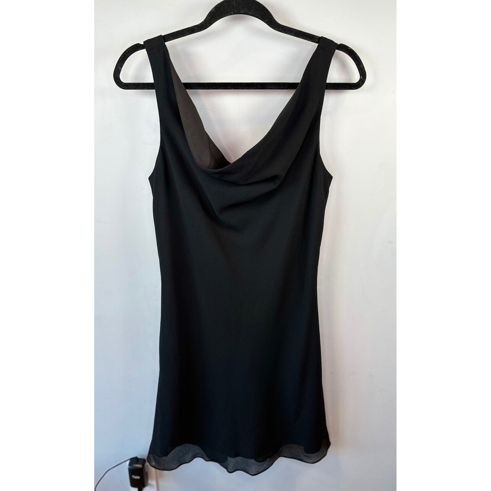 Joseph‎ Ribkoff Vintage Black Cowl Neck V-Back Sleeveless Cocktail Dress Size 10